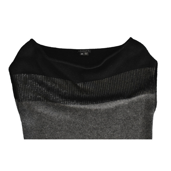 B0 Auth THEORY Gray & Black Sequin Embellished Cashmere Knit Sweater Dress Sz S - Picture 4 of 5